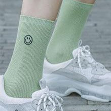 Embroidered Happy Face Socks