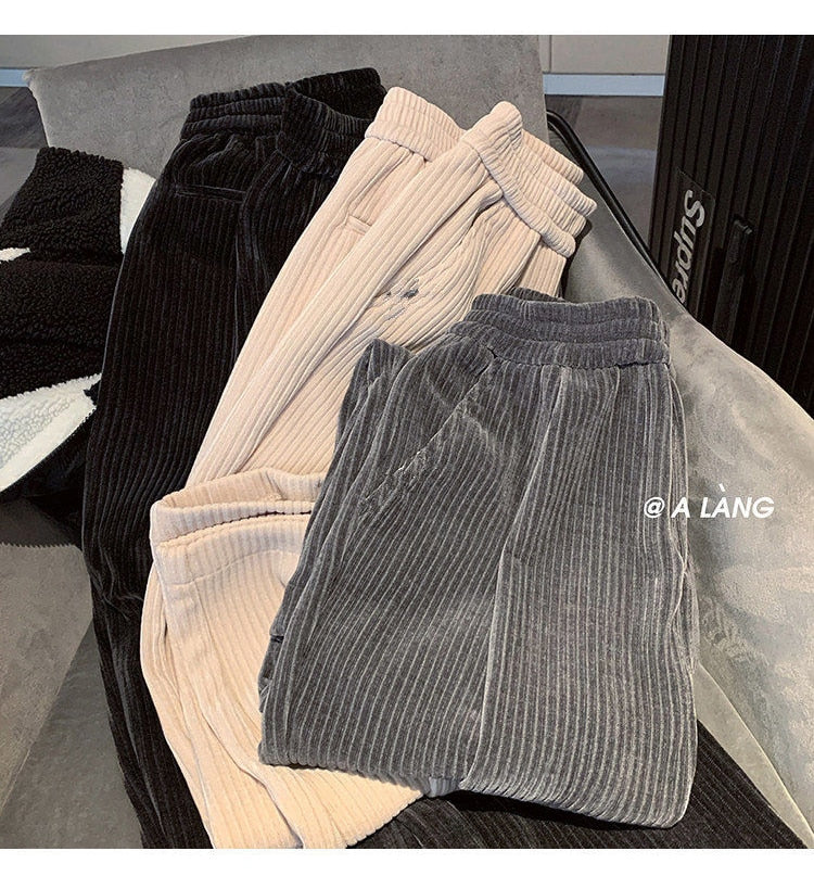 Pleated Corduroy Wide Trousers