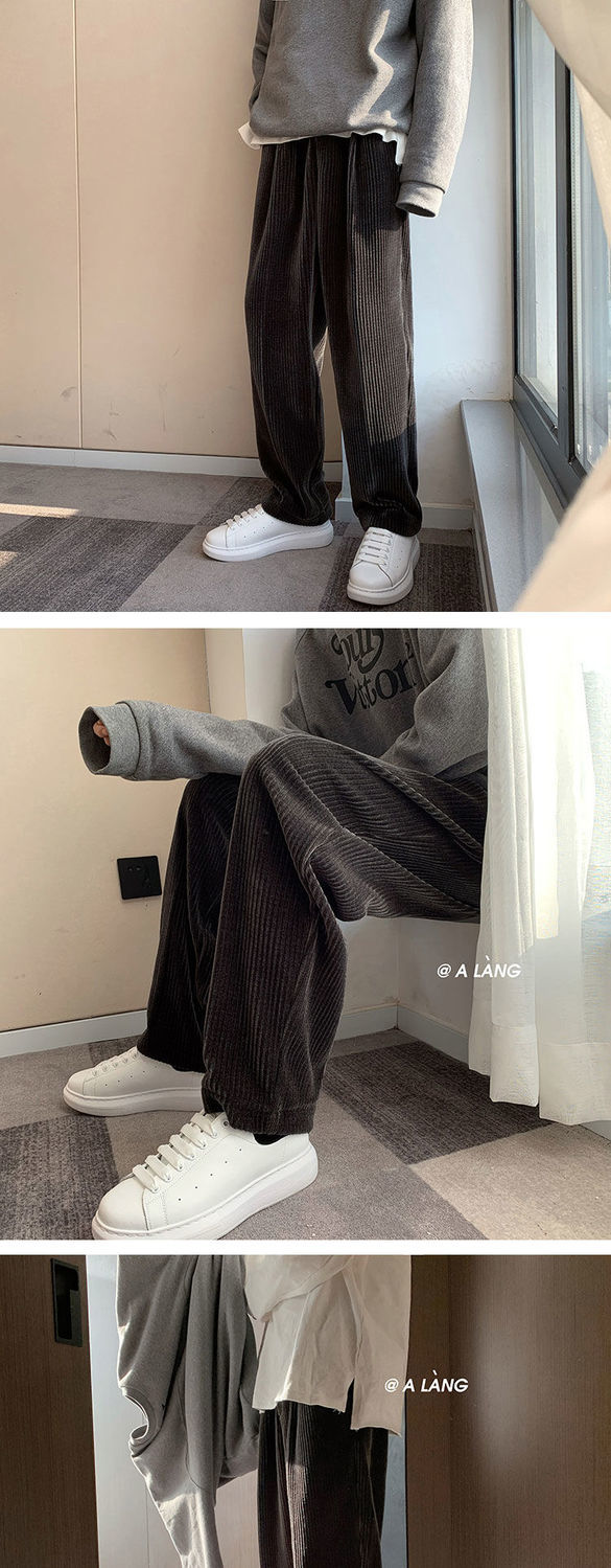 Pleated Corduroy Wide Trousers