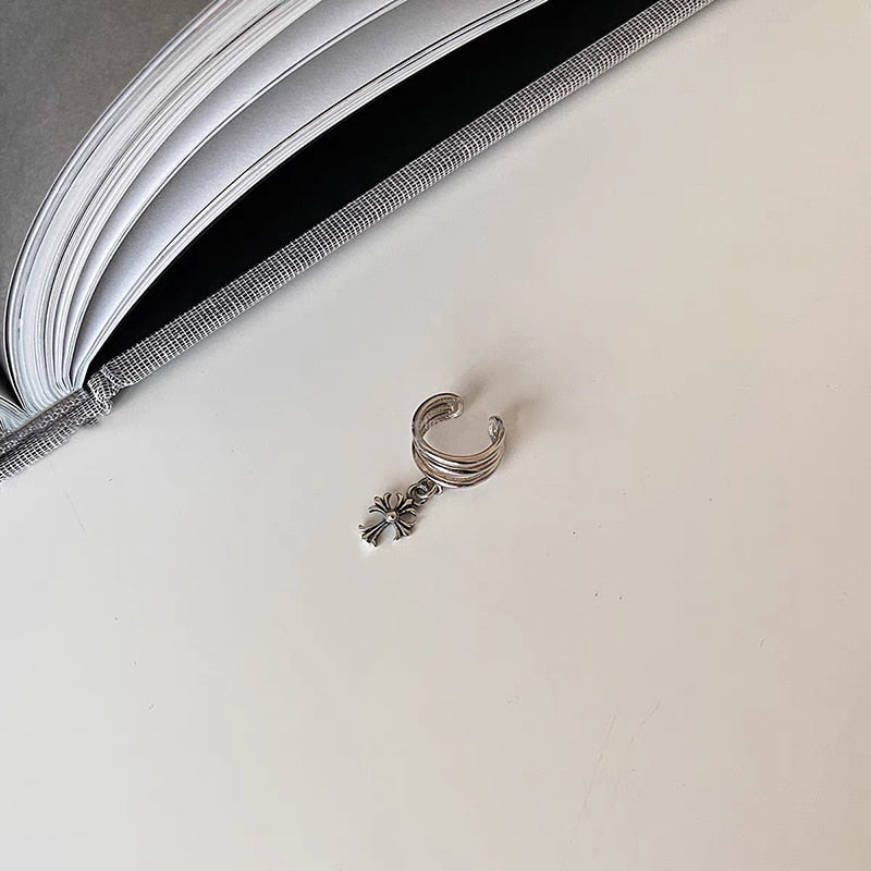 Chrome Cross Ear Clip