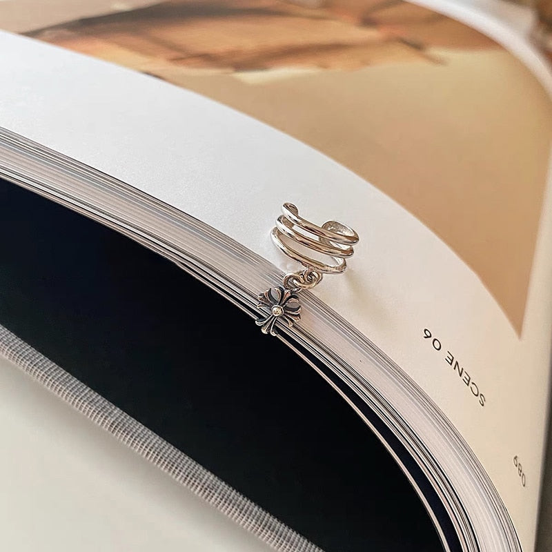 Chrome Cross Ear Clip