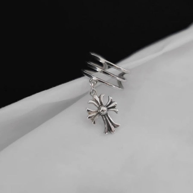 Chrome Cross Ear Clip