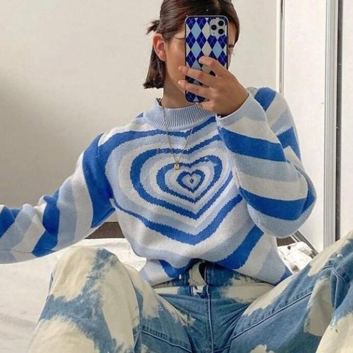 Knitted Powerpuff Heart Sweater