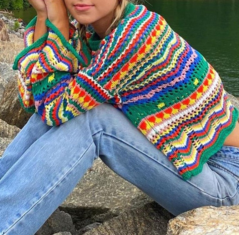 Knitted Floral Sweater