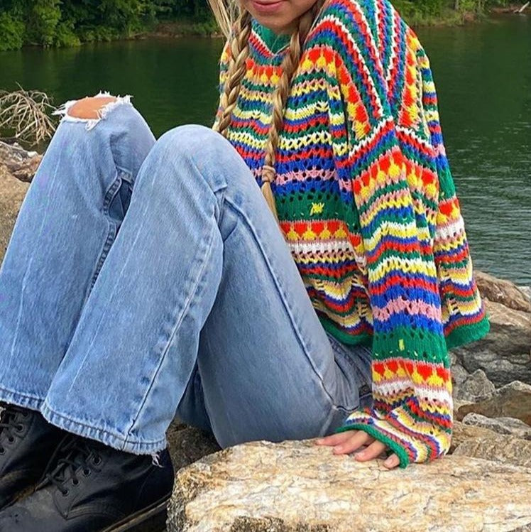 Knitted Floral Sweater