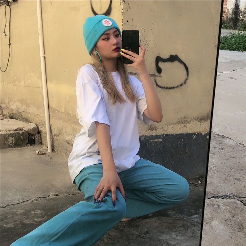 Teal Blue Corduroy Wide Leg Pants