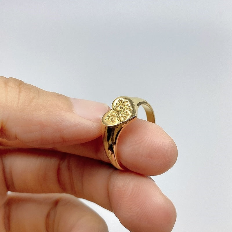 "F OFF" " F U" Heart Ring