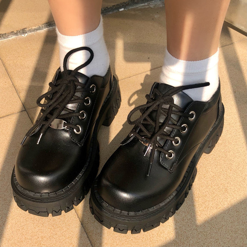 Black Leather Low Boots