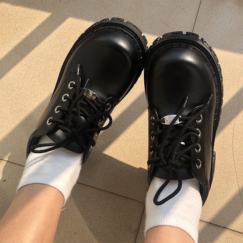 Black Leather Low Boots