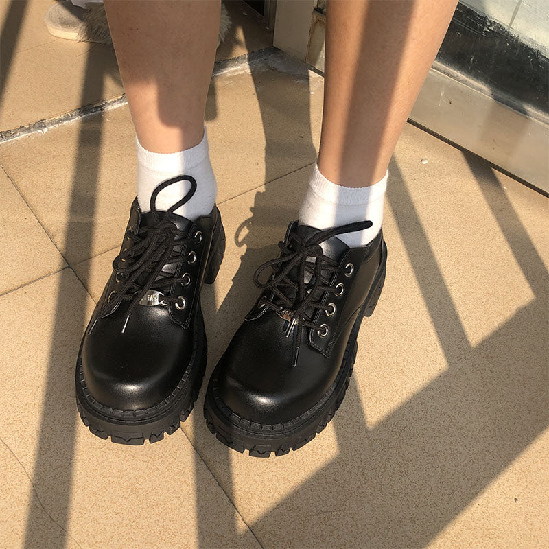 Black Leather Low Boots