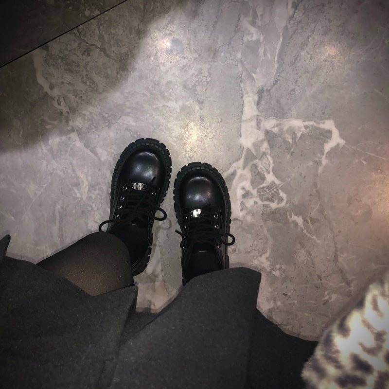 Black Leather Low Boots
