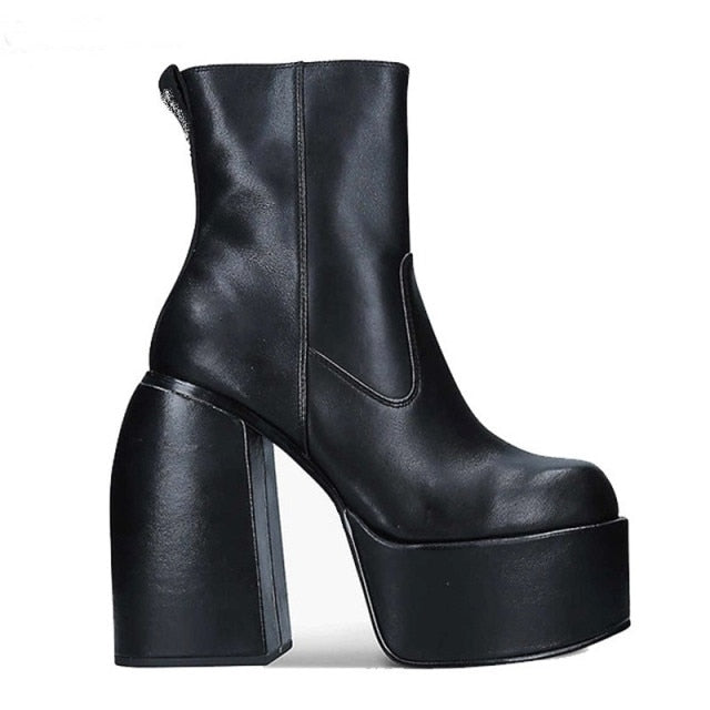 Super High Black Platform Boots