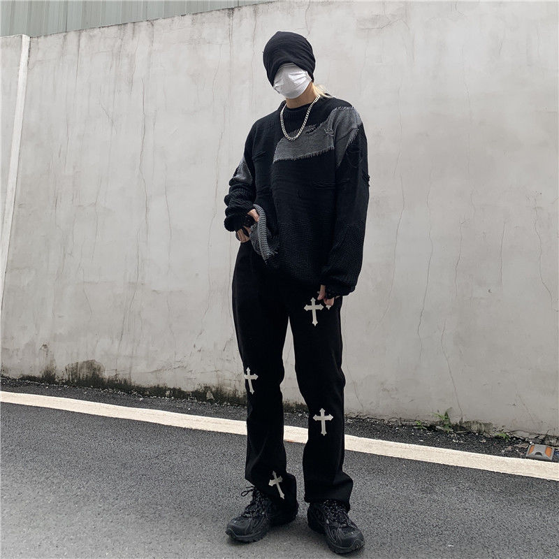 Cross Embroidered Jeans