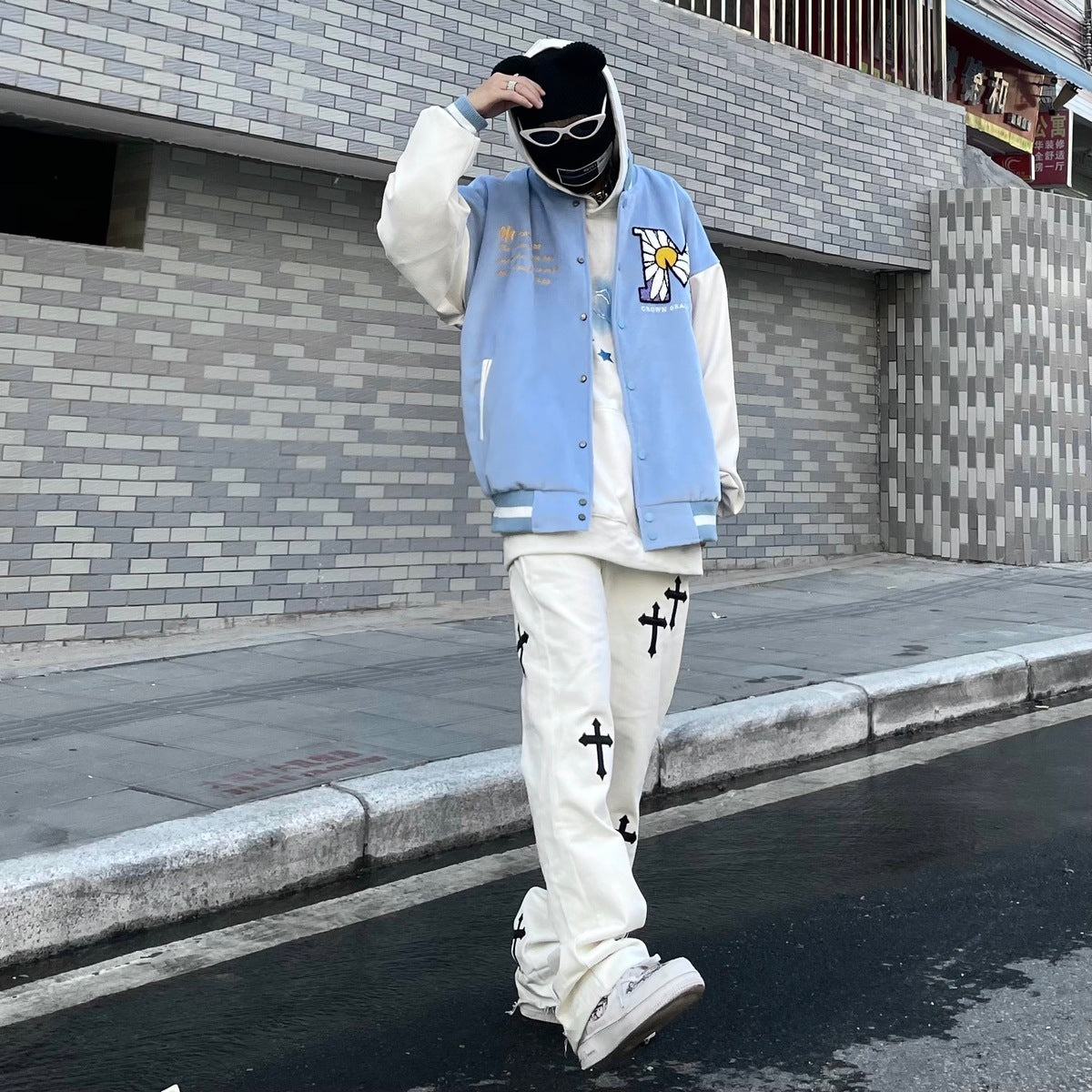 Cross Embroidered Jeans