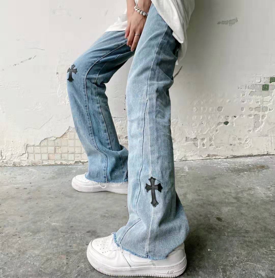 Cross Embroidered Jeans
