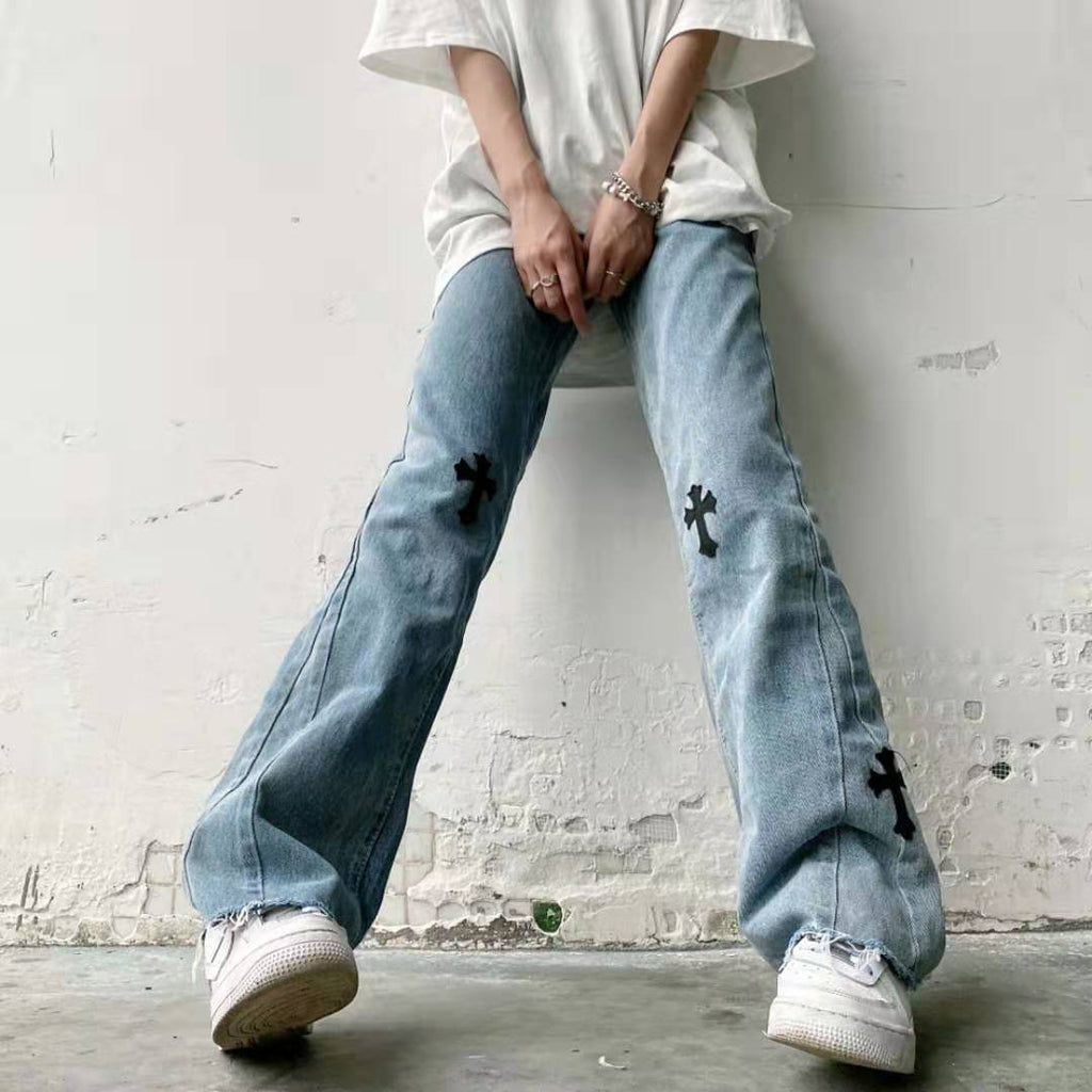 Cross Embroidered Jeans