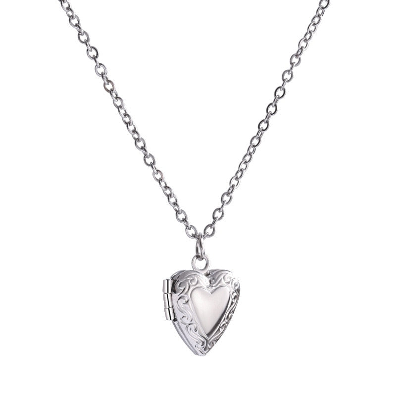 Silver Heart Locket Necklace