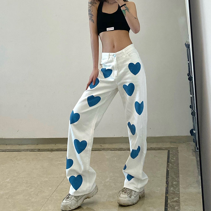 Bleached Denim Heart Jeans