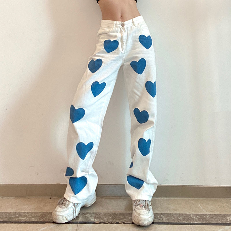 Bleached Denim Heart Jeans