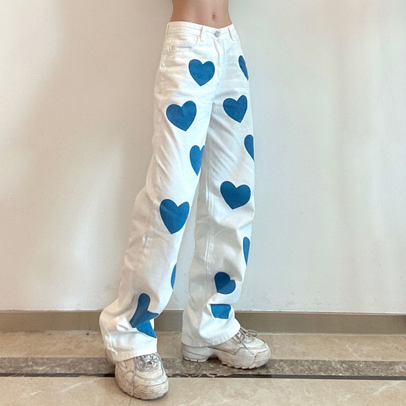 Bleached Denim Heart Jeans