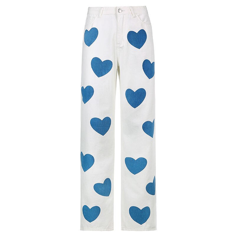 Bleached Denim Heart Jeans