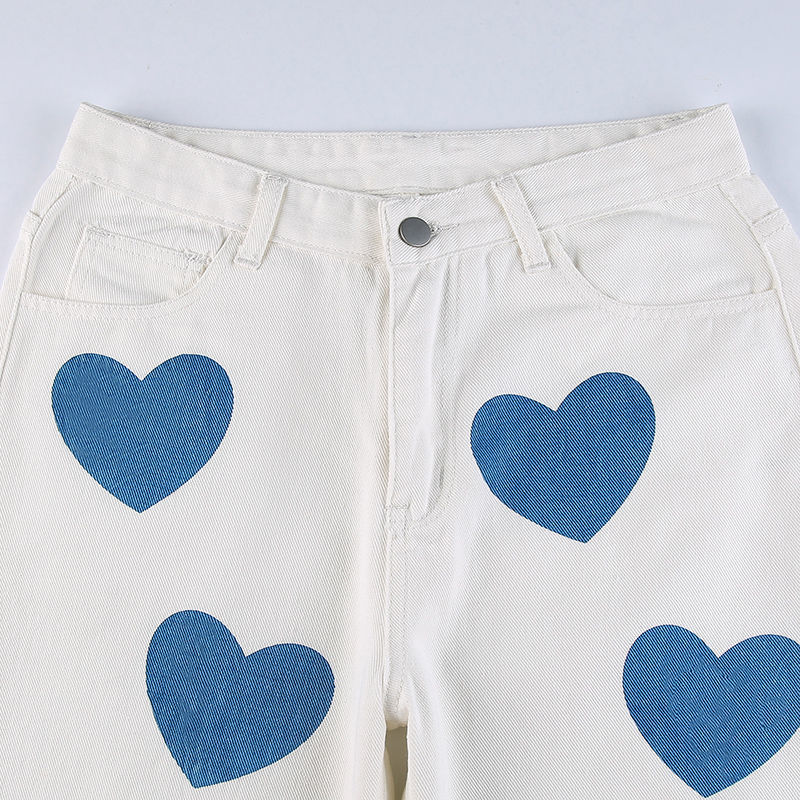 Bleached Denim Heart Jeans