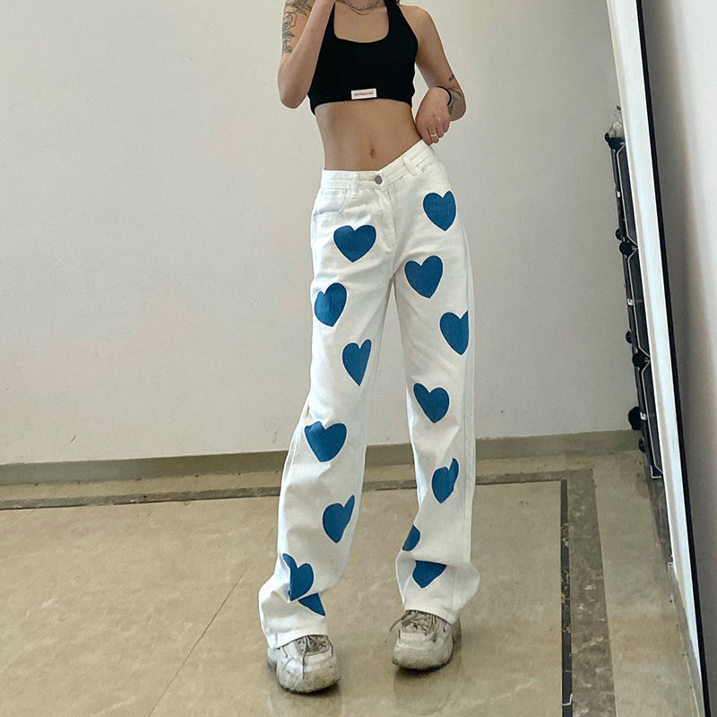 Bleached Denim Heart Jeans