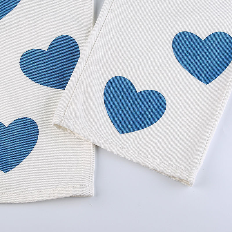 Bleached Denim Heart Jeans