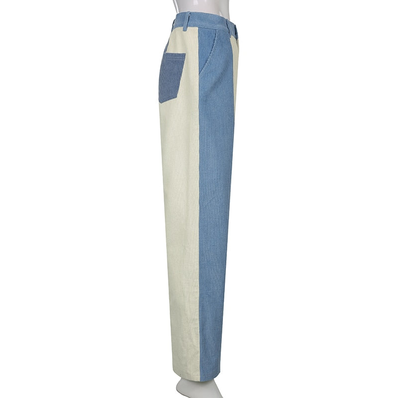 Blue Cream Corduroy Pants