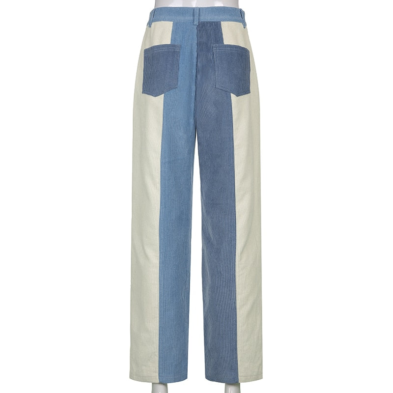 Blue Cream Corduroy Pants