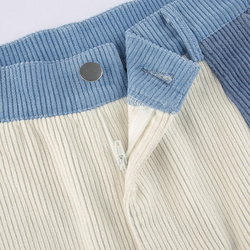 Blue Cream Corduroy Pants