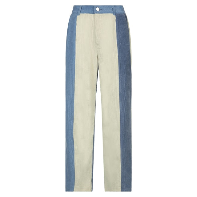 Blue Cream Corduroy Pants