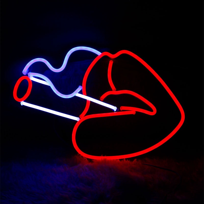 Cigarette Lips Neon Light