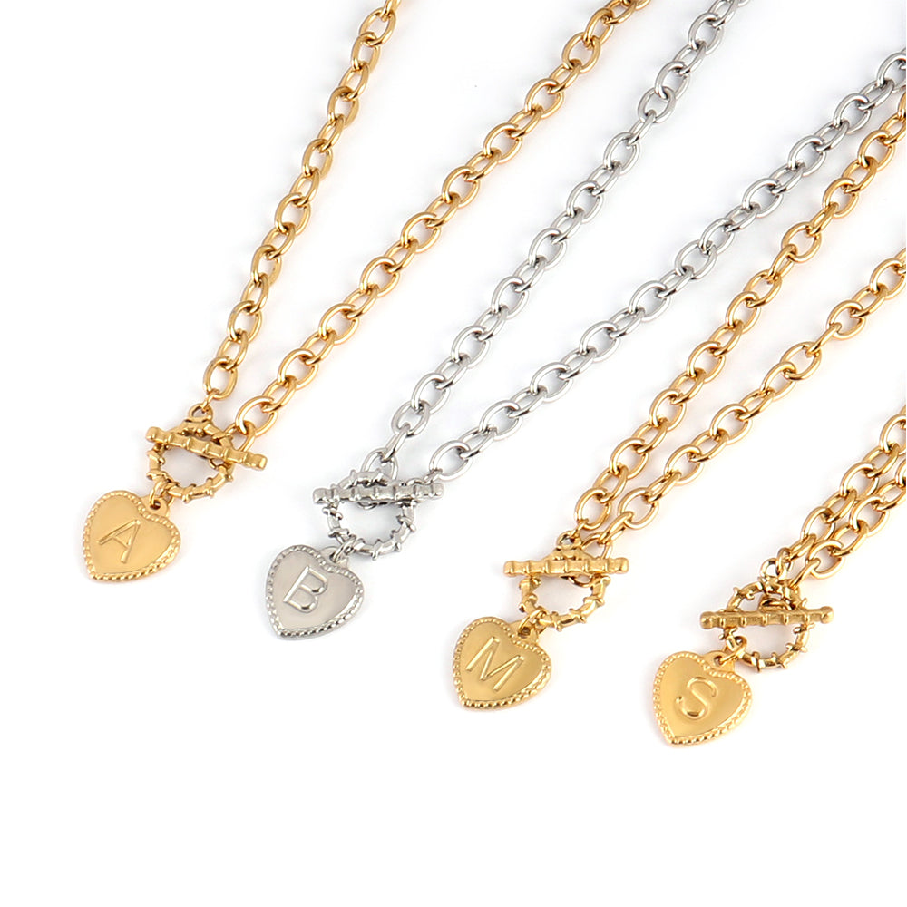 Heart Locket Letter Necklace