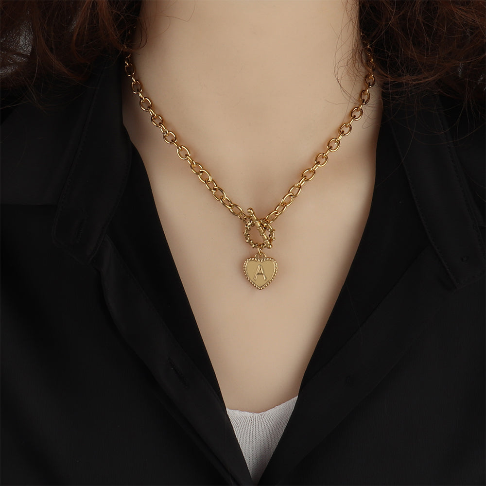 Heart Locket Letter Necklace