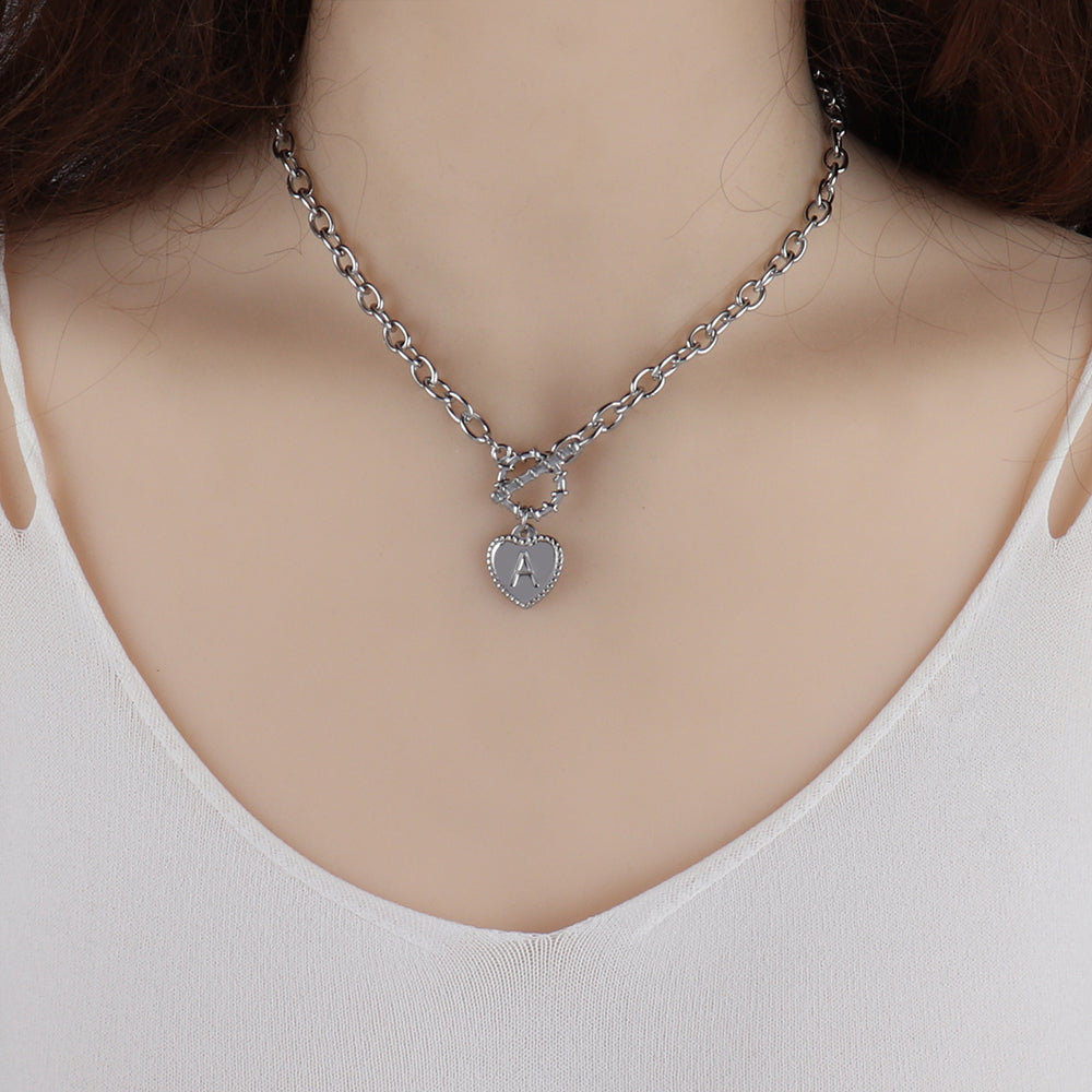 Heart Locket Letter Necklace