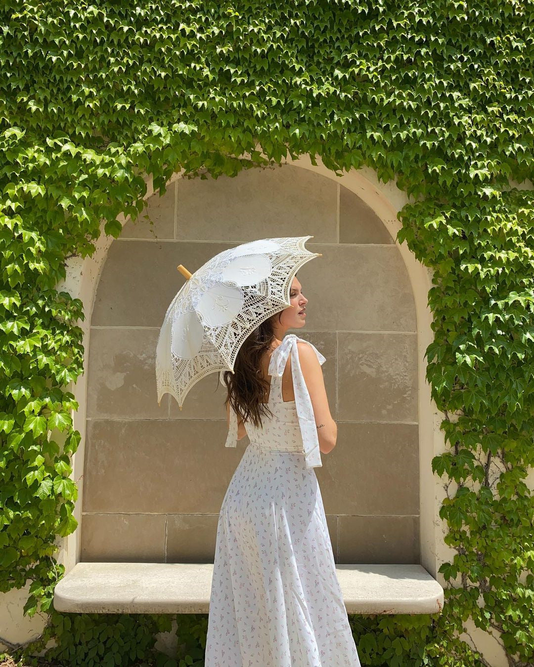 Floral Midi Dress With Shoulder Bow