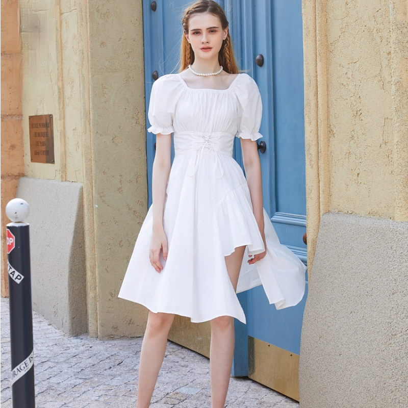 Puff Shoulder Midi Corset Dress