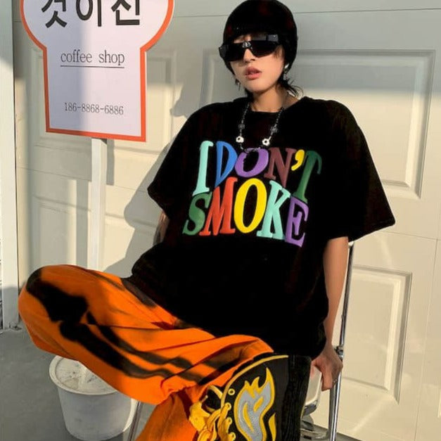 Oversized "I Don't Smoke" Rainbow Tee