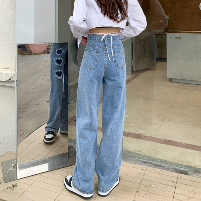Y2K Distressed Hearts Jeans