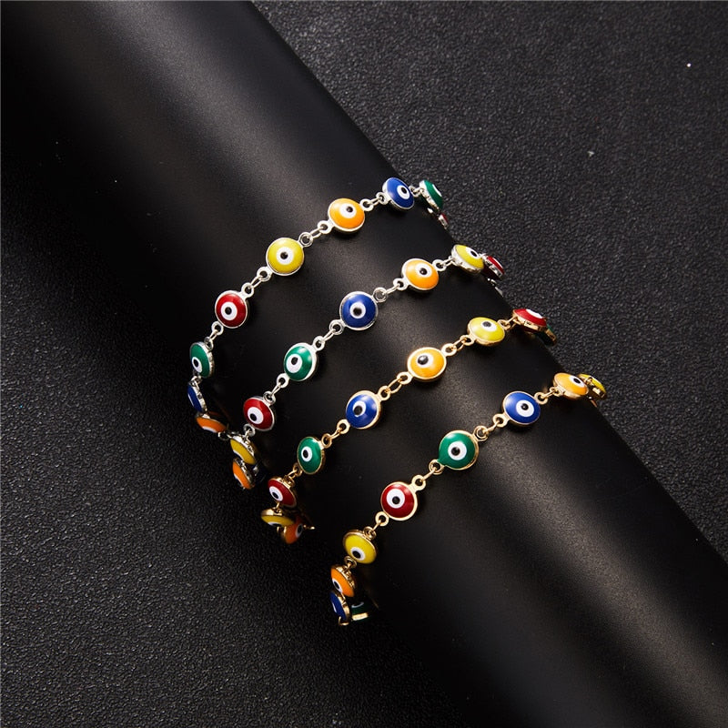 Rainbow Evil Eye Necklace Bracelet Anklet