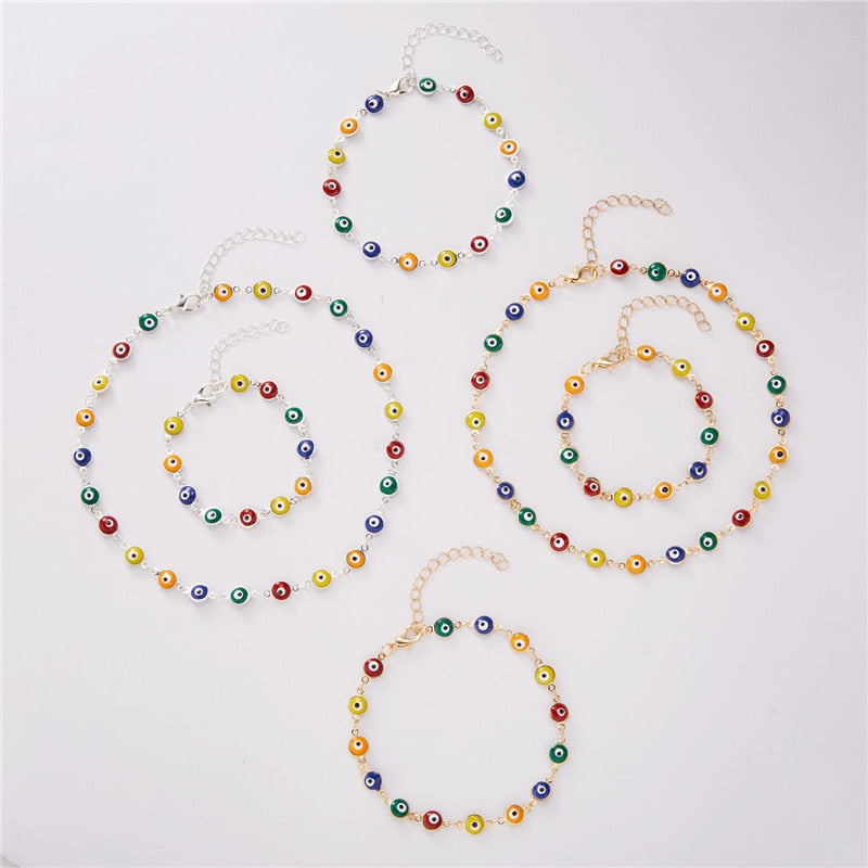 Rainbow Evil Eye Necklace Bracelet Anklet