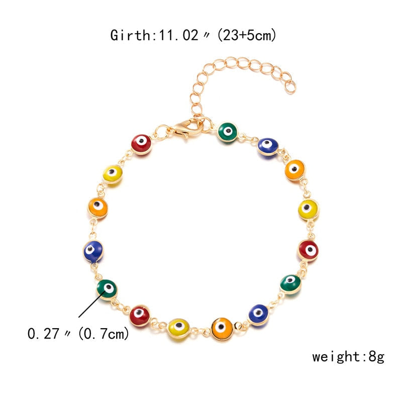 Rainbow Evil Eye Necklace Bracelet Anklet