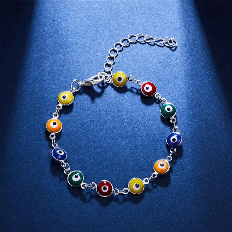 Rainbow Evil Eye Necklace Bracelet Anklet