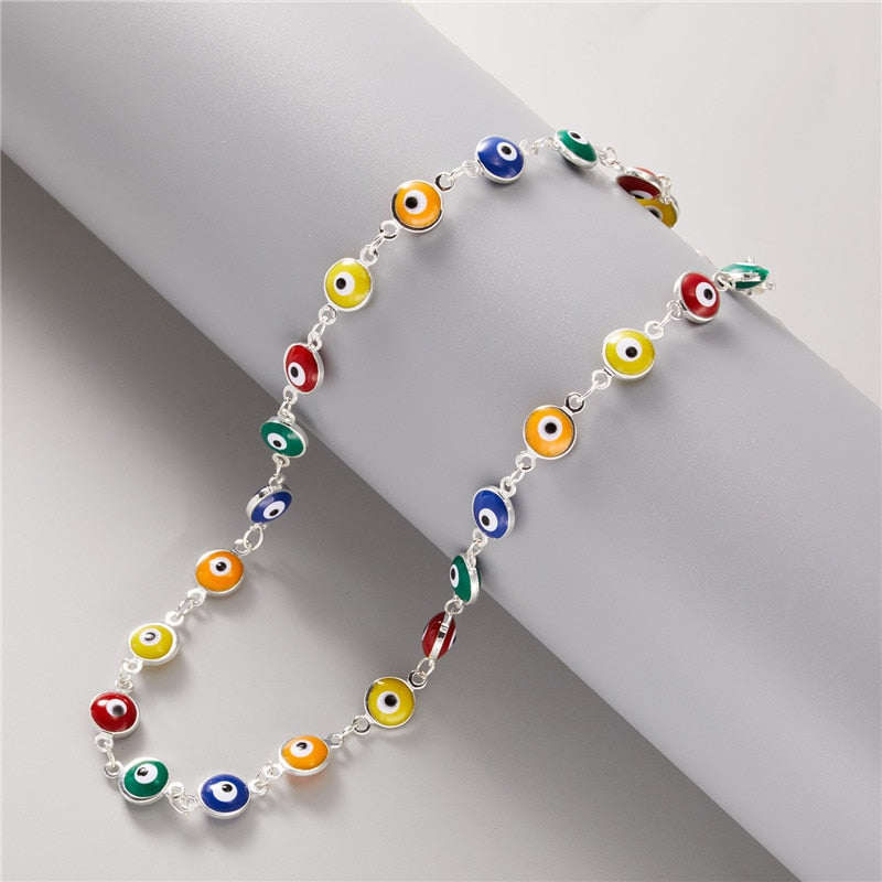 Rainbow Evil Eye Necklace Bracelet Anklet