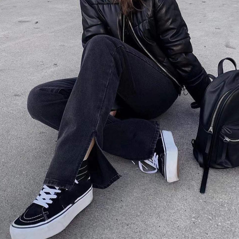 High Waist Side Split Jeans
