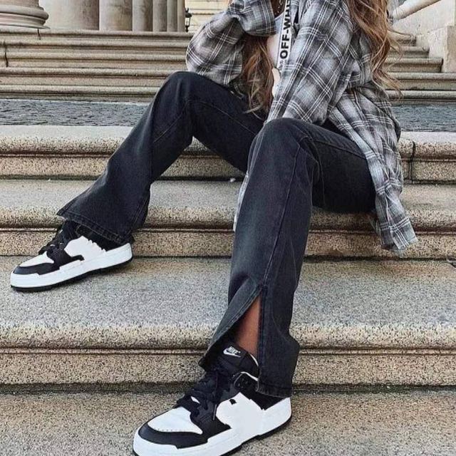 High Waist Side Split Jeans