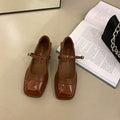 Mary Jane Low Heel Leather Shoes