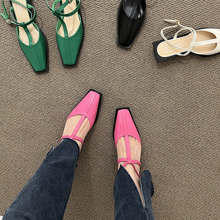Square Toe Mary Jane Low Heels