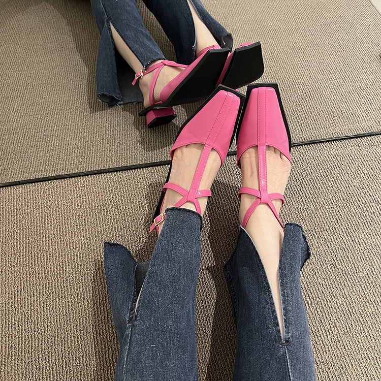 Square Toe Mary Jane Low Heels